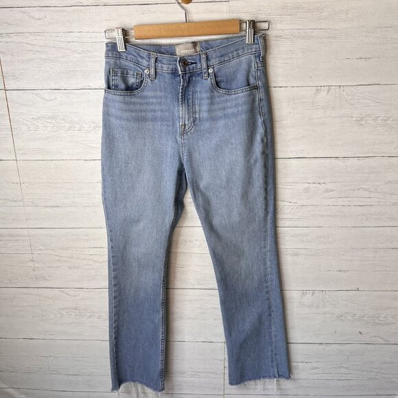 Everlane Jeans Womens Size 27R Light Wash Straight Leg Raw Hem Denim Cotton - Picture 3 of 15